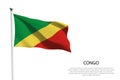 National flag Congo waving on white background