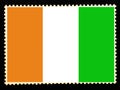 National flag of Cote d`ivoire illustration. Official colors and proportion of flag of Cote d`ivoire . Postage stamp isolated on b