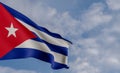 National flag Cuba, Cuba flag, fabric flag Cuba, blue sky background with Cuba flag, 3D work and 3D image Royalty Free Stock Photo