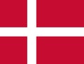 National Flag Denmark, red field charged with a white Nordic cross that extends to the edges, the vertical part of the cross is
