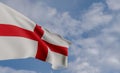 National flag England, England flag, fabric flag England, blue sky background with England flag, 3D work and 3D image Royalty Free Stock Photo