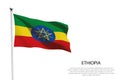 National flag Ethiopia waving on white background