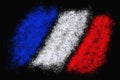 The national flag of France abstract brush image on a black background