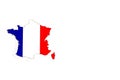 National flag of France. Country outline on white background with copy space. Politics illustration Royalty Free Stock Photo