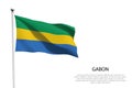 National flag Gabon waving on white background