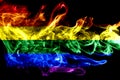 National flag of Gay made from colored smoke isolated on black background. Abstract silky wave background. Royalty Free Stock Photo