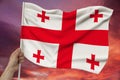 National flag of Georgia, a symbol of tourism, immigration, politic Royalty Free Stock Photo