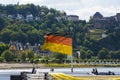 National flag of Germany at the stern of the ship