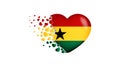 National flag of Ghana in heart illustration. With love to Ghana country. The national flag of Ghana fly out small hearts