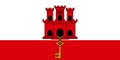 National Flag of Gibraltar, British Overseas Territory, White with a red stripe at the bottom with a three-towered, two-tiered red