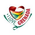 National flag of the Grenada in the shape of a heart and the inscription I love Grenada. Vector illustration Royalty Free Stock Photo