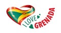 National flag of the Grenada in the shape of a heart and the inscription I love Grenada. Vector illustration Royalty Free Stock Photo