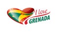 National flag of the Grenada in the shape of a heart and the inscription I love Grenada. Vector illustration Royalty Free Stock Photo