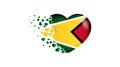 National flag of Guyana in heart illustration. With love to Guyana country. The national flag of Guyana fly out small hearts Royalty Free Stock Photo