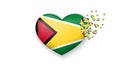 National flag of Guyana in heart illustration. With love to Guyana country. The national flag of Guyana fly out small hearts on Royalty Free Stock Photo