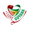 National flag of the Guyana in the shape of a heart and the inscription I love Guyana. Vector illustration Royalty Free Stock Photo