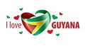 National flag of the Guyana in the shape of a heart and the inscription I love Guyana. Vector illustration Royalty Free Stock Photo