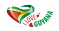 National flag of the Guyana in the shape of a heart and the inscription I love Guyana. Vector illustration Royalty Free Stock Photo