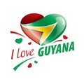 National flag of the Guyana in the shape of a heart and the inscription I love Guyana. Vector illustration Royalty Free Stock Photo