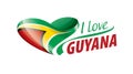 National flag of the Guyana in the shape of a heart and the inscription I love Guyana. Vector illustration Royalty Free Stock Photo