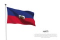 National flag Haiti waving on white background
