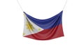 Philippines national flag hanging fabric banner. 3D Rendering