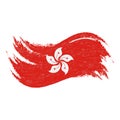 National Flag Of Hong Kong, Designed Using Brush Strokes,Isolated On A White Background. Vector Illustration.