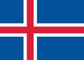 National Flag Iceland, Island, blue field with the white-edged red Nordic cross that extends to the edges; the vertical part of