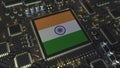 National flag of India on the operating chipset. Indian information technology or hardware development related