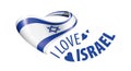 National flag of the Israel in the shape of a heart and the inscription I love Israel. Vector illustration