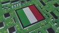 National flag of Italy on the operating chipset. Italian information technology or hardware development related