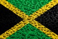 National flag of Jamaica made of water drops. Background forecast concept