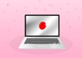 The national flag of Japan on laptop, Learn japanese online