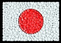 National flag of Japan is made of hearts. 3D rendering and 3D illustration