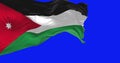 National flag of Jordan waving isolated on blue background