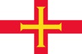 National Flag Jurisdiction of the Bailiwick of Guernsey, red Saint George`s Cross with an additional gold Norman cross