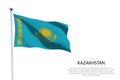 national flag Kazakhstan waving on white background