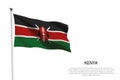 National flag Kenya waving on white background