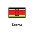 National flag of Kenya in simple colors with name icon Royalty Free Stock Photo