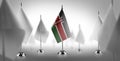 The national flag of the Kenya surrounded by white flags