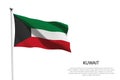 national flag Kuwait waving on white background