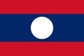 National Flag Lao People`s Democratic Republic, Laos,horizontal triband of red, blue and red; charged with a white circle in the