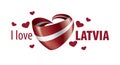 National flag of the latvia in the shape of a heart and the inscription I love latvia. Vector illustration Royalty Free Stock Photo