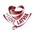 National flag of the latvia in the shape of a heart and the inscription I love latvia. Vector illustration Royalty Free Stock Photo