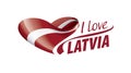 National flag of the latvia in the shape of a heart and the inscription I love latvia. Vector illustration Royalty Free Stock Photo