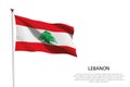 national flag Lebanon waving on white background