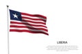 National flag Liberia waving on white background