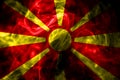 National flag of Macedonia made from colored smoke isolated on black background. Abstract silky wave background. Royalty Free Stock Photo