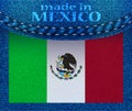 National flag of Mexico with denim texture and orange seam. Grunge flag on blue jeans background. Made in the Mexico Royalty Free Stock Photo