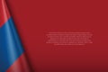 national flag Mongolia isolated on background with copyspace